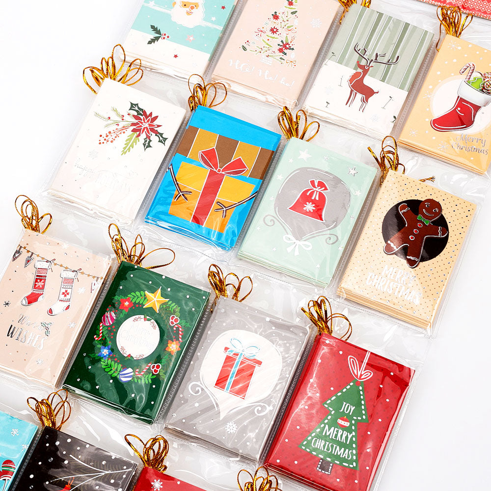 Mini felicitări 9x6 modele CRĂCIUN1 - set 128 buc