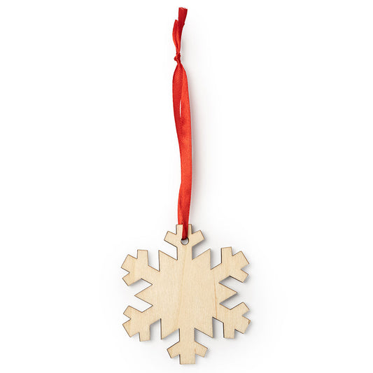 Ornament de brad din lemn cu șnur roșu FULG