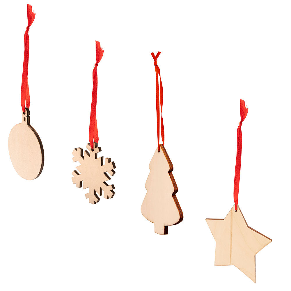 Ornament de brad din lemn cu snur rosu BRAD