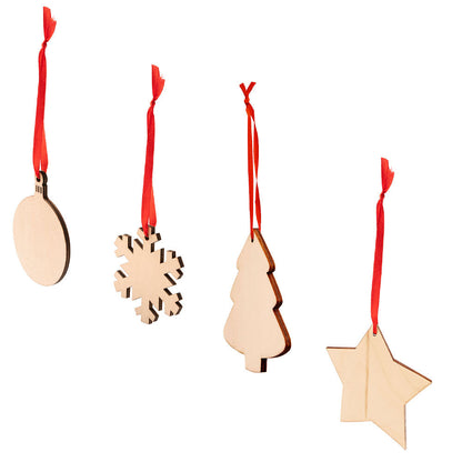 Ornament de brad din lemn cu snur rosu BRAD