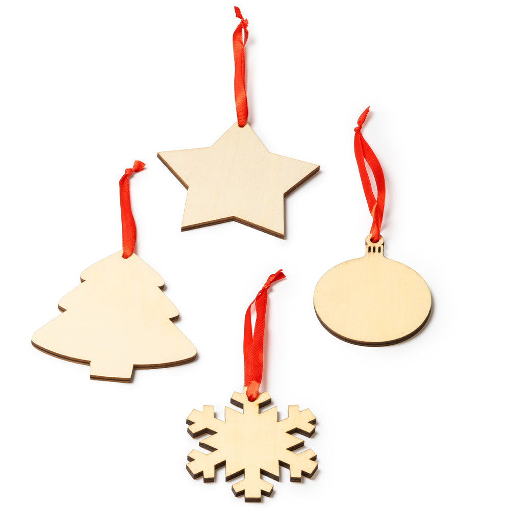 Ornament de brad din lemn cu snur rosu BRAD