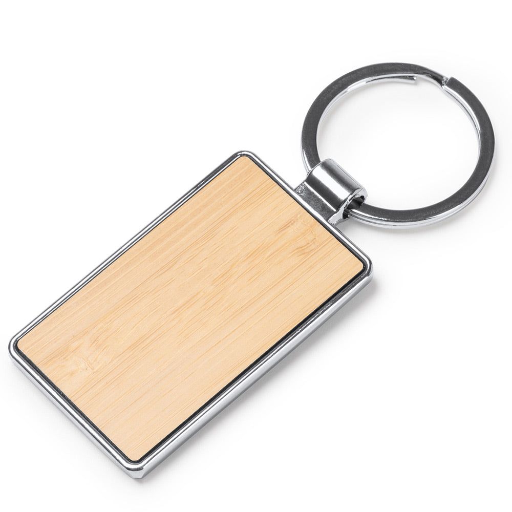 Breloc gravabil dreptunghi 5x3 lemn+metal