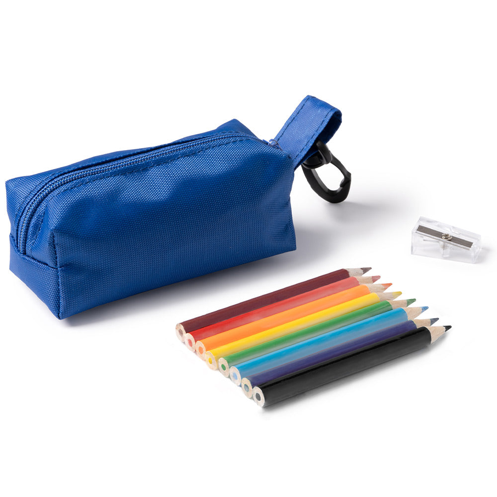 Mini penar textil + creioane colorate