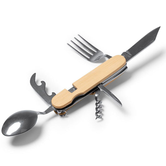 Briceag multifuncțional cu mâner de lemn