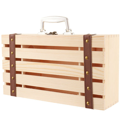 Cutie lemn tip cufăr pentru 2 sticle de vin