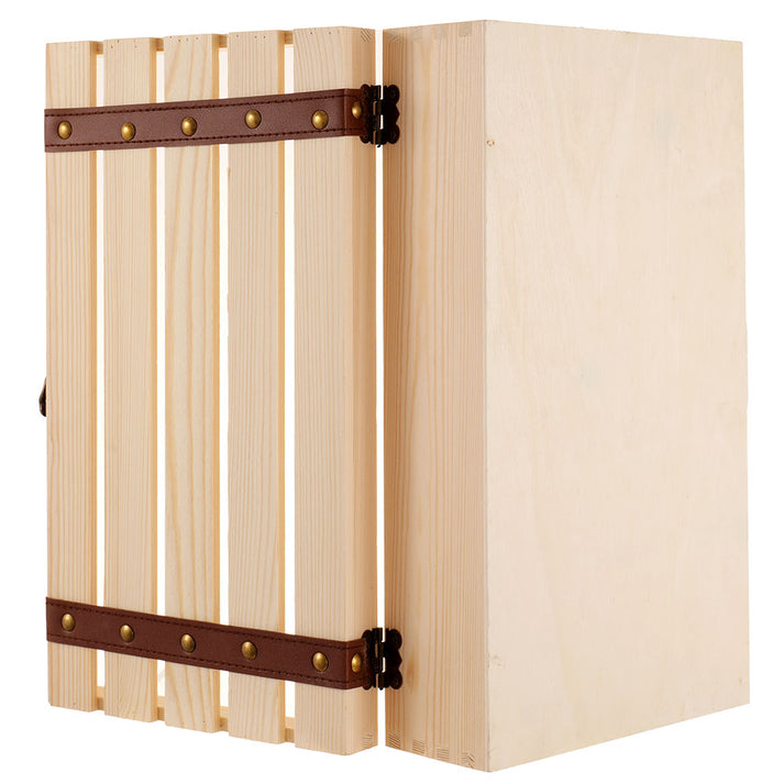 Cutie lemn tip cufăr pentru 2 sticle de vin