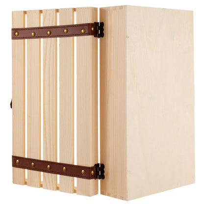 Cutie lemn tip cufăr pentru 2 sticle de vin