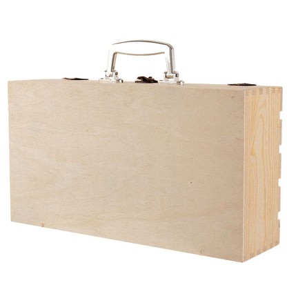 Cutie lemn tip cufăr pentru 2 sticle de vin