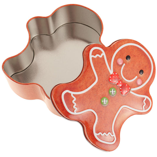 Cutie metalică cu formă de omuleț turtă dulce