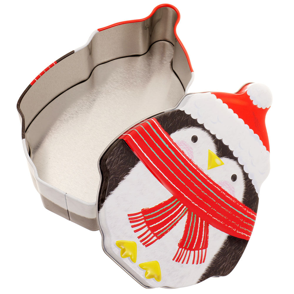 Cutie metalică cu formă de pinguin