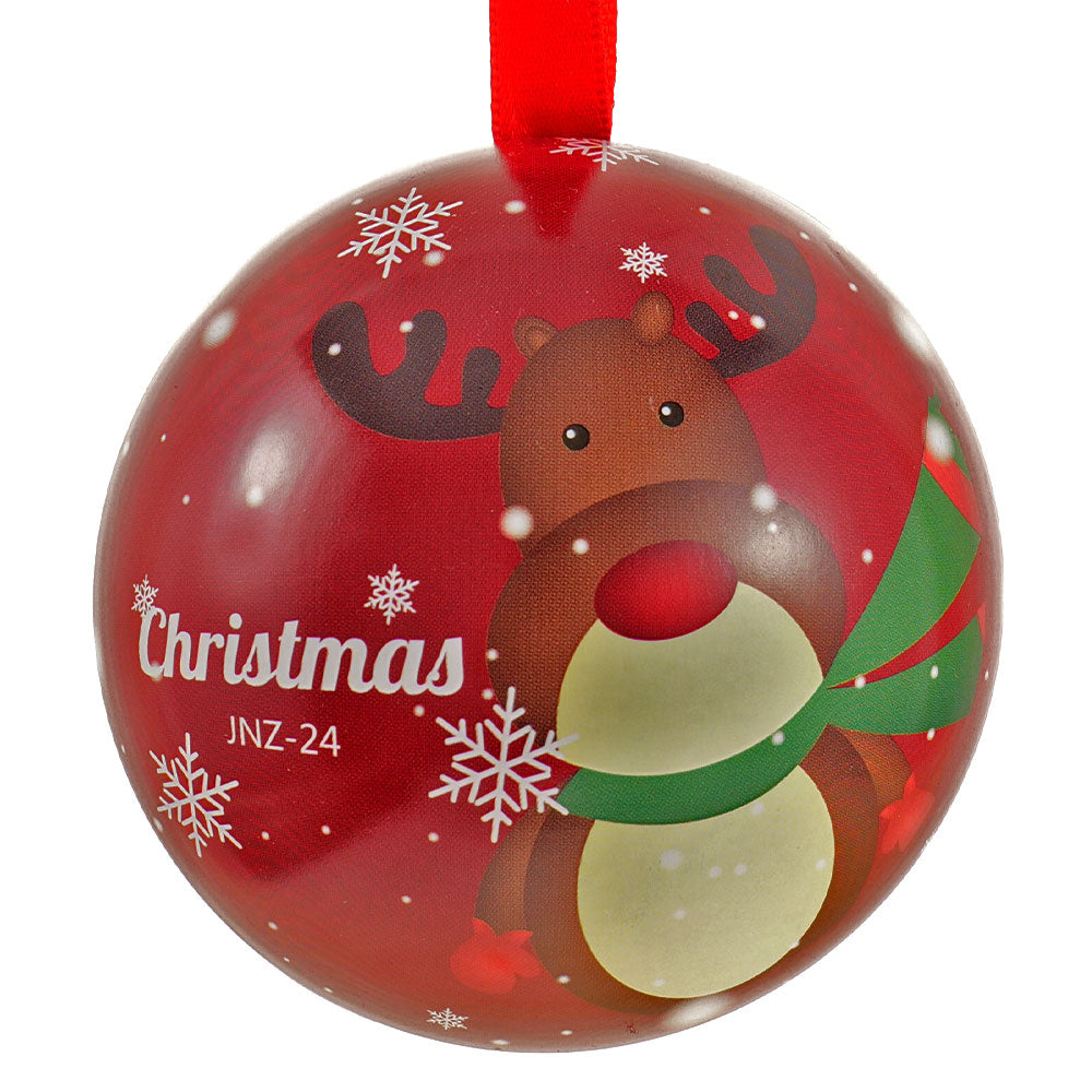Glob de brad metalic roșu cu model ren Ø7 cm