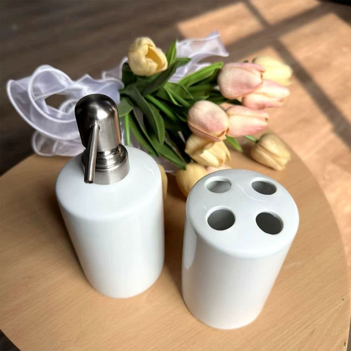 Set de baie personalizat dozator săpun + suport periuțe