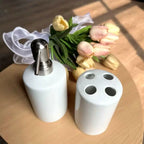 Set de baie personalizat dozator sÄƒpun + suport periuÈ›e