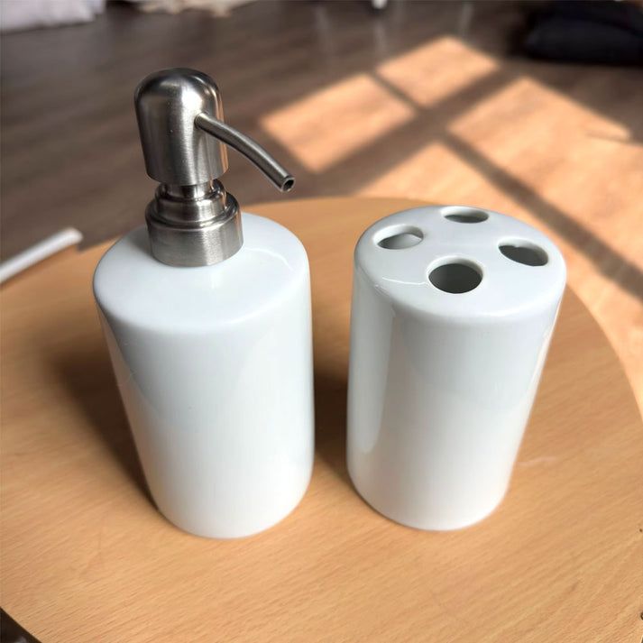 Set de baie personalizat dozator săpun + suport periuțe