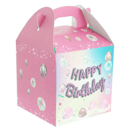 Cutie căni cu mâner HAPPY BIRTHDAY roz