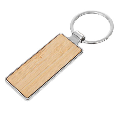 Breloc gravabil dreptunghi lemn+metal