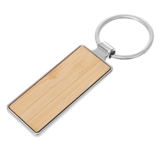Breloc gravabil dreptunghi lemn+metal