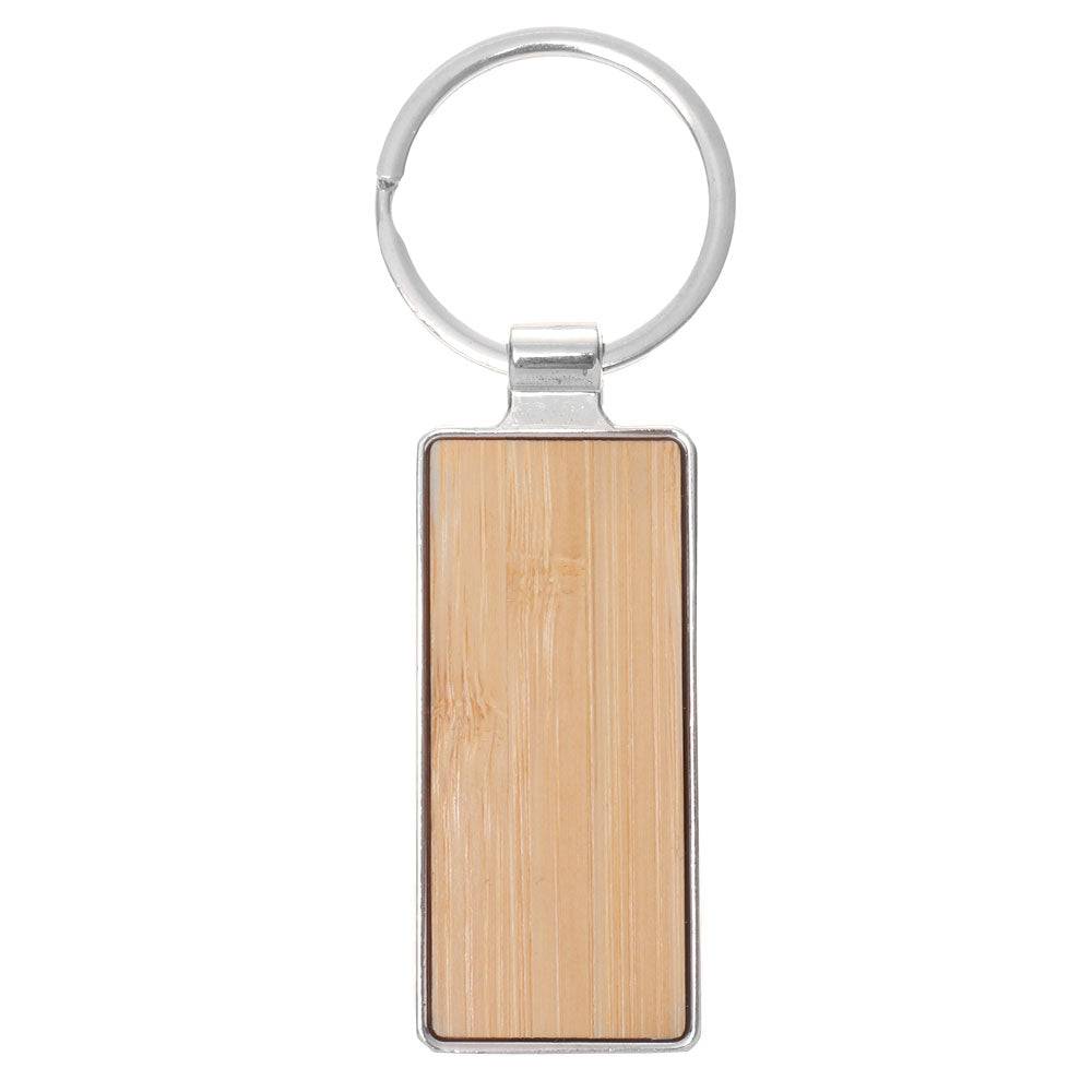 Breloc gravabil dreptunghi lemn+metal