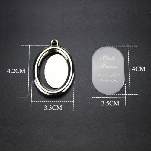 Breloc metalic foto oval