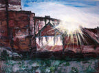 Tablou canvas pictură "Aici a fost o casă"