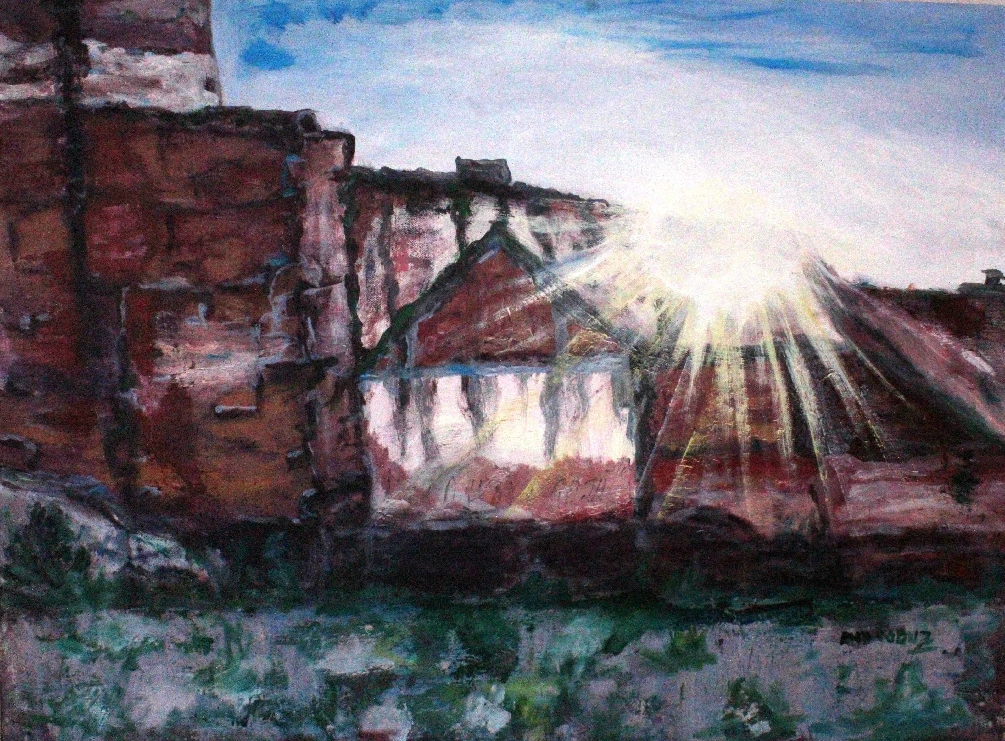 Tablou canvas pictură "Aici a fost o casă"