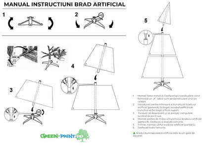 Brad artificial realistic Crăciun cu suport metalic - Molid