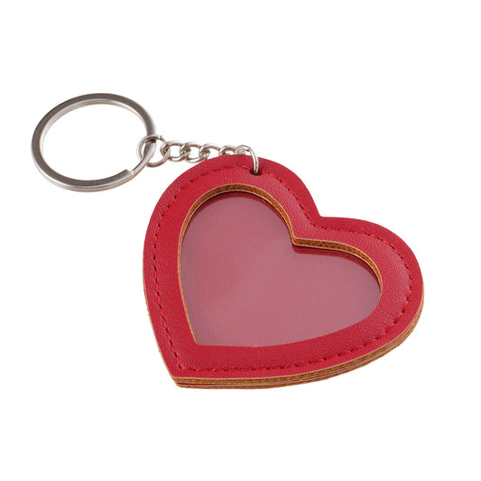 Breloc din piele cu inserție foto INIMĂ