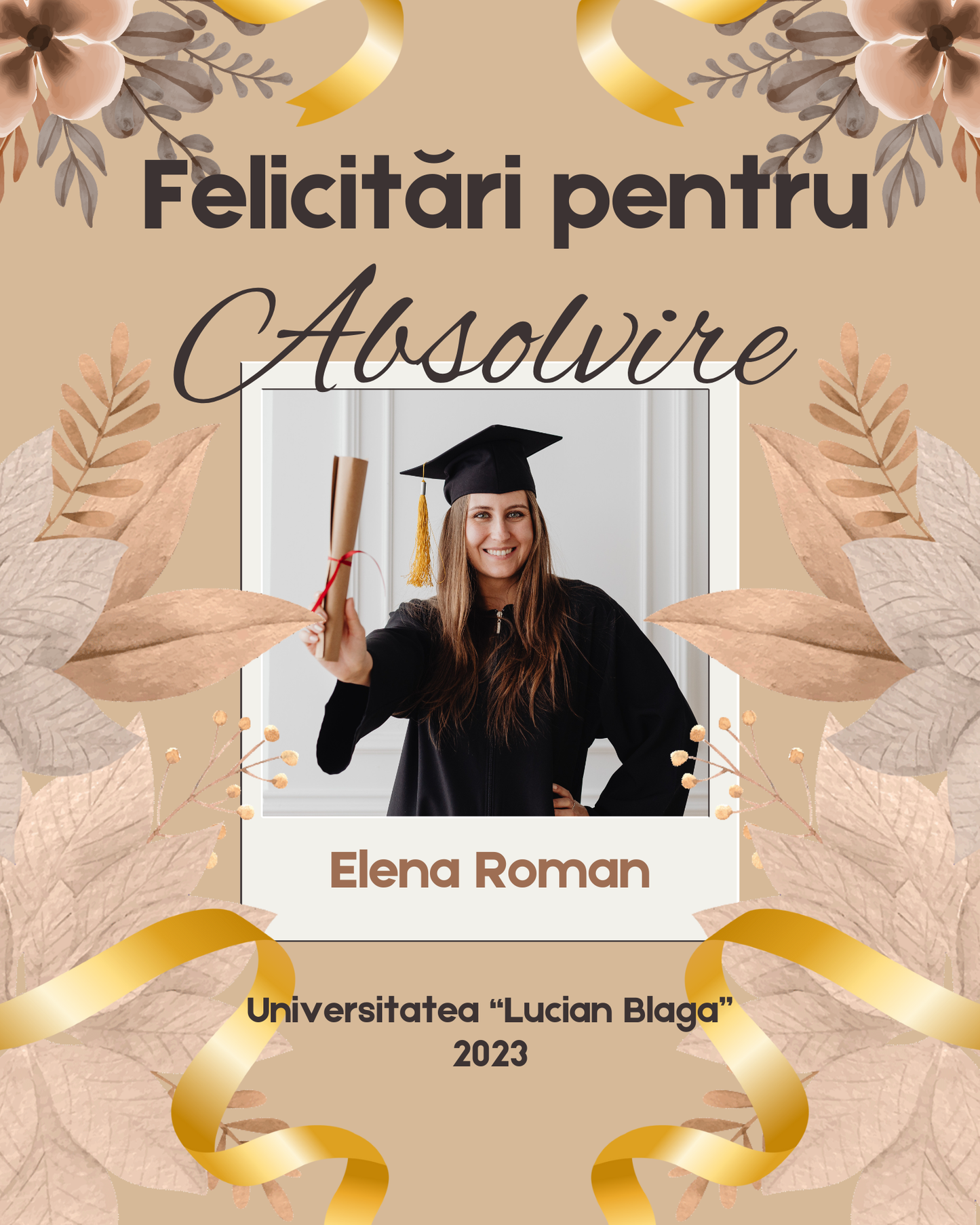 tablou absolvire maro auriu