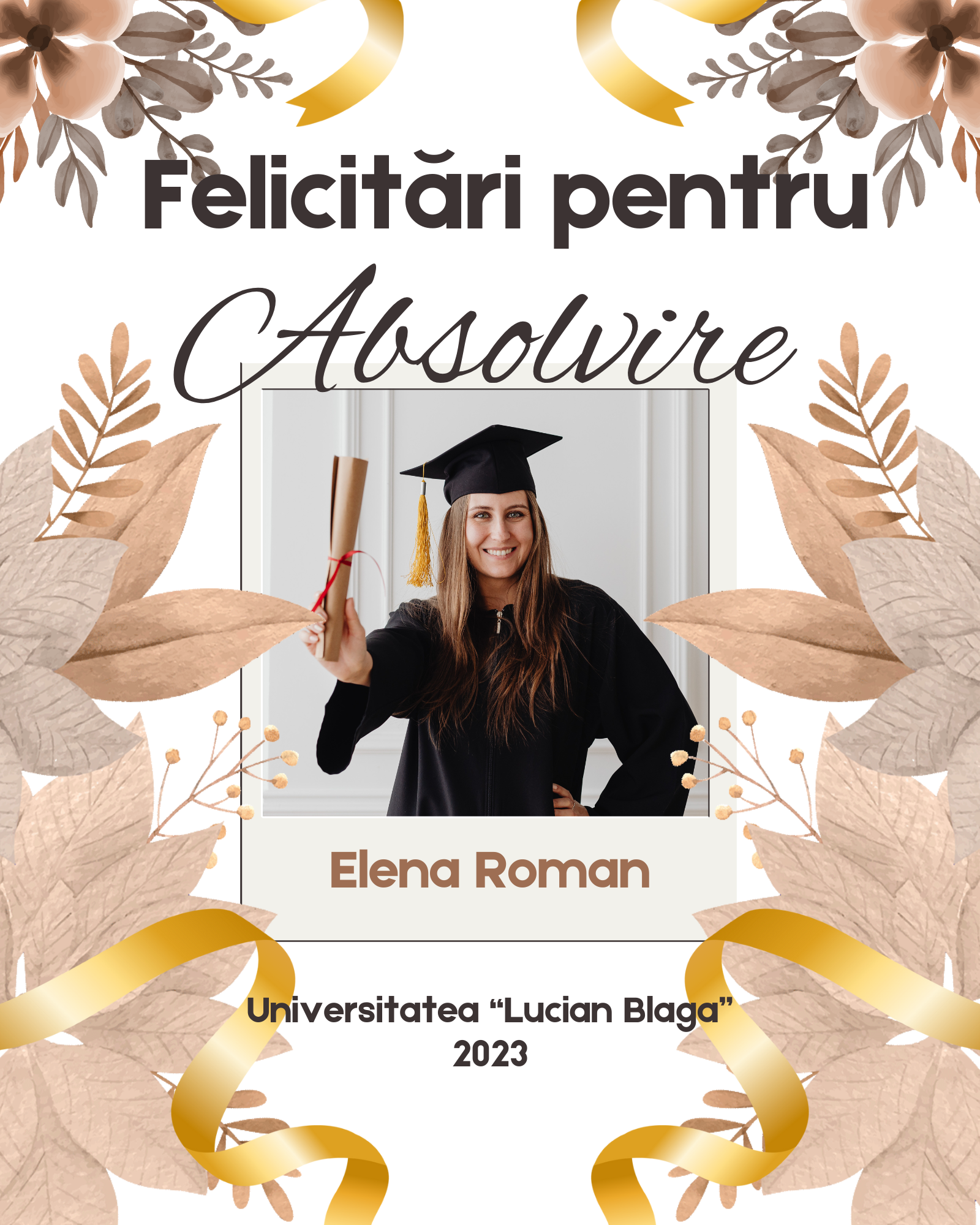 tablou absolvire maro alb personalizat