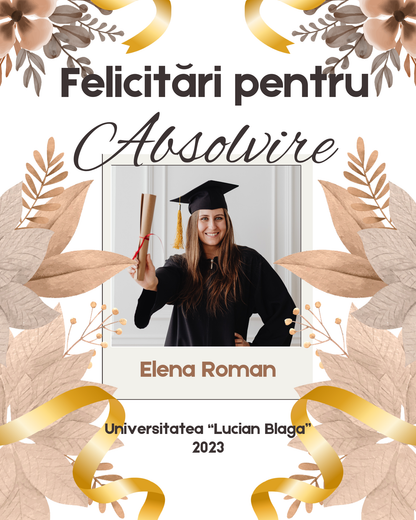 tablou absolvire maro alb personalizat