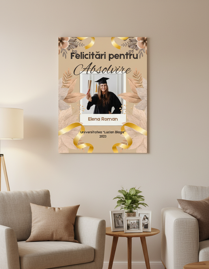 tablou absolvire maro auriu pe perete