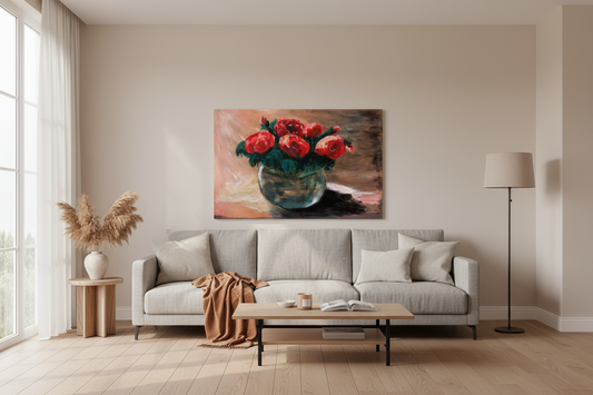 Tablou Bujori pictură pe canvas