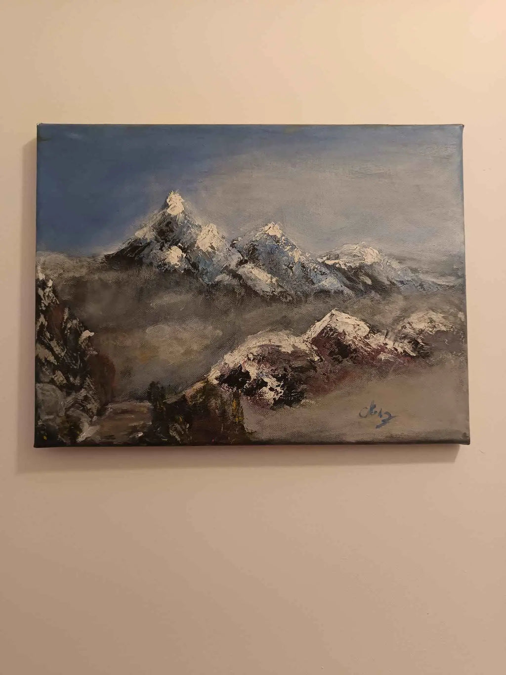 Tablou canvas pictat "MunÈ›i"