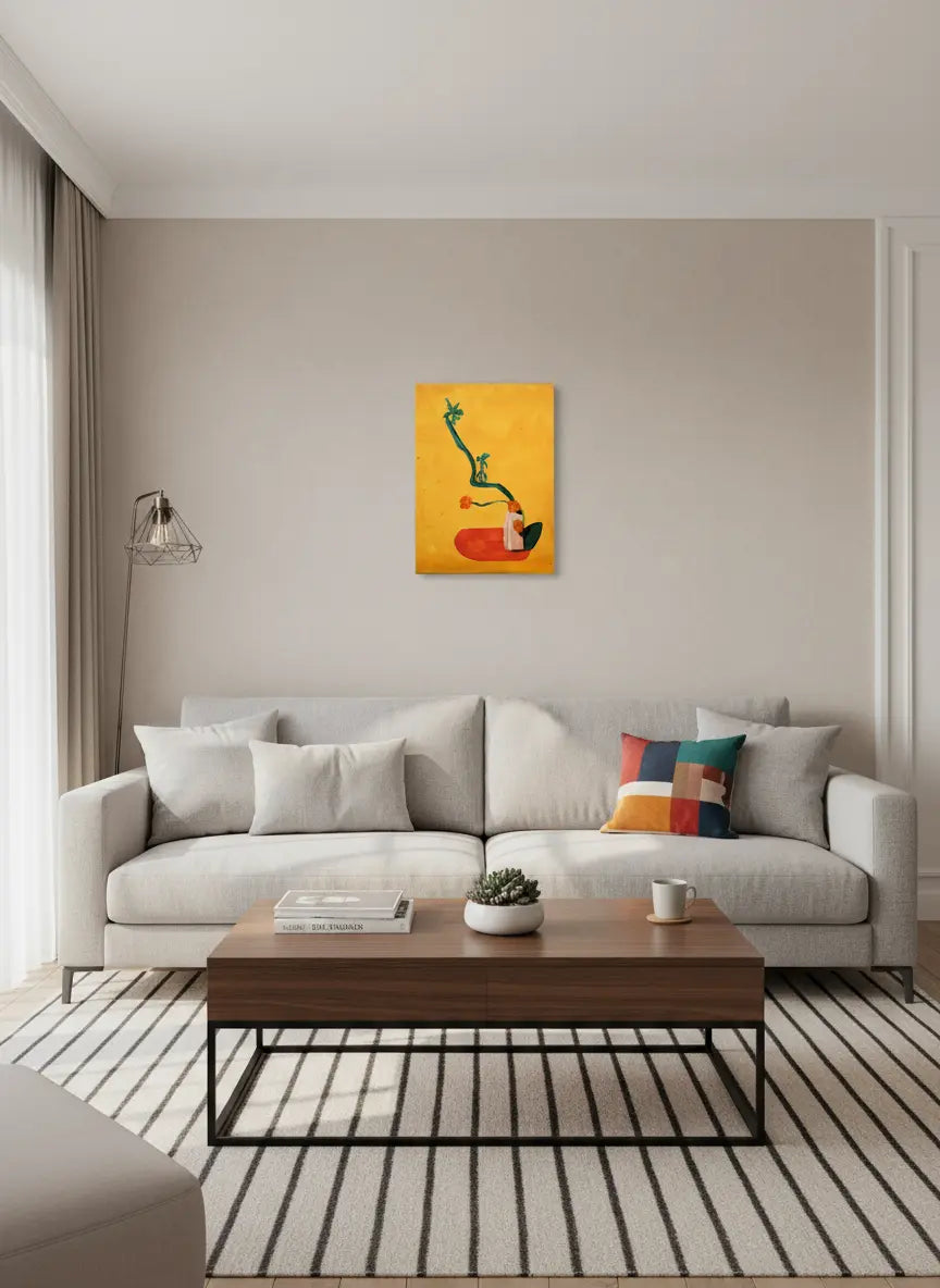 Tablou canvas pictură "Nagairei - Ikebana cu flori de cireș"