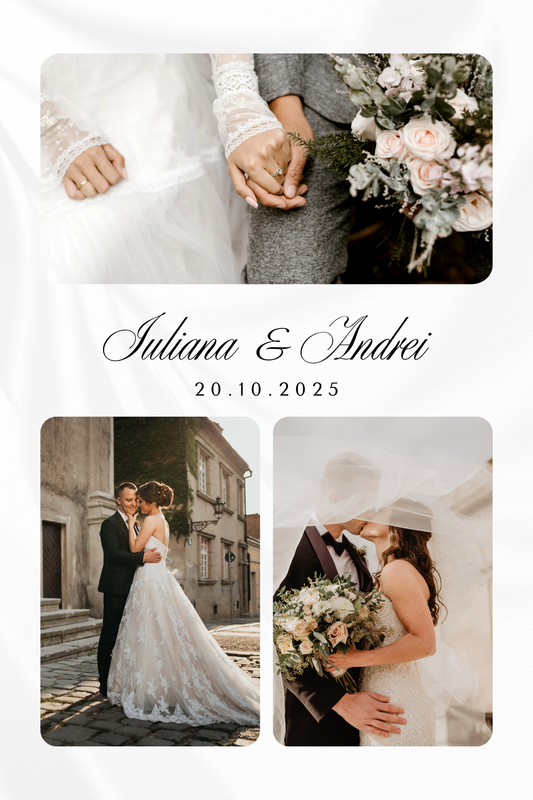 Tablou Nuntă - Colaj bej cu 3 imagini