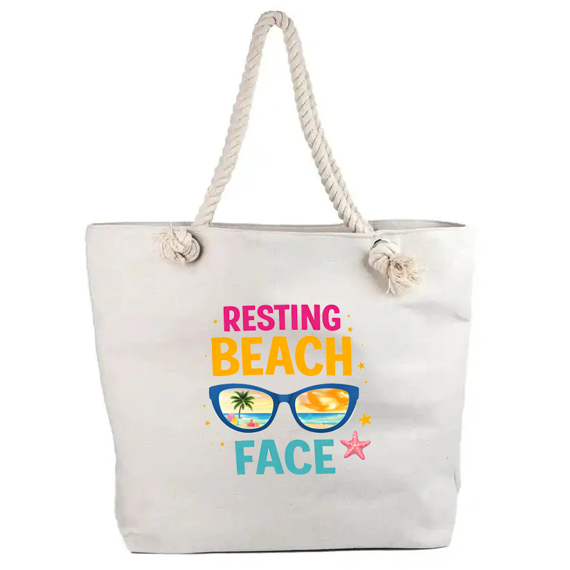 geanta de plaja resting beach face
