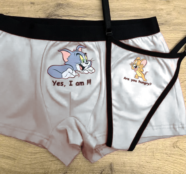 set lenjerie intima tom si jerry alb
