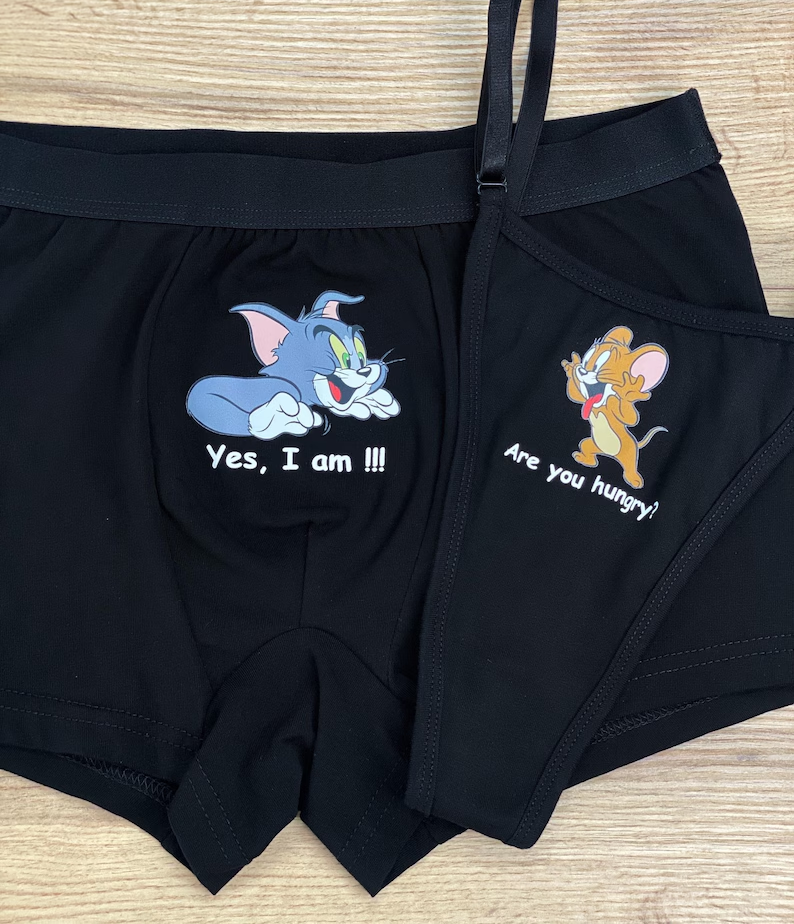 set lenjerie intima tom si jerry negru