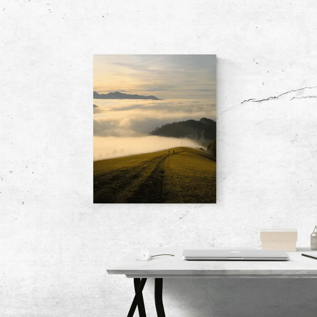 tablou canvas cuplu pe munte