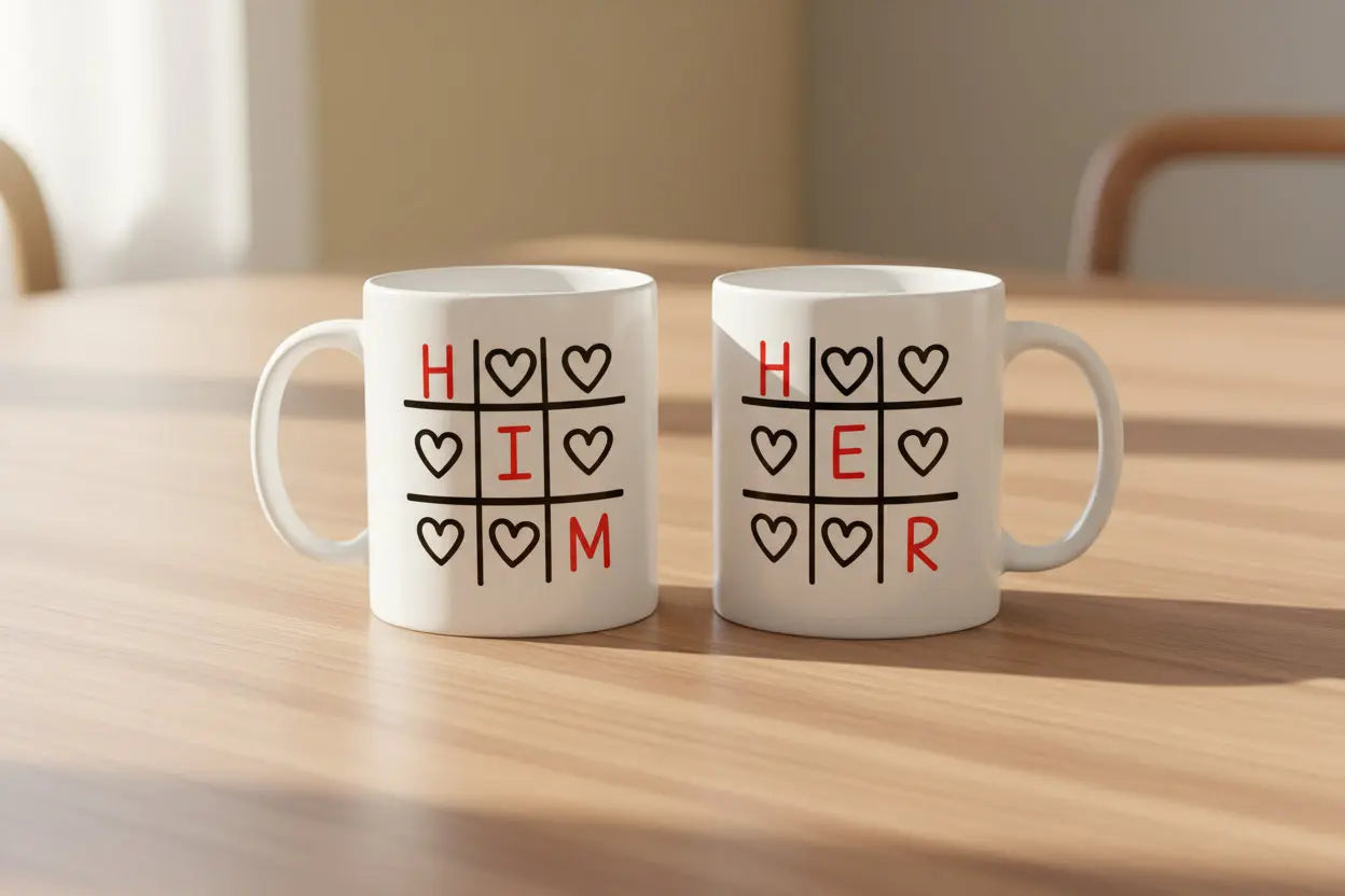 Set căni Him Her stil X și O