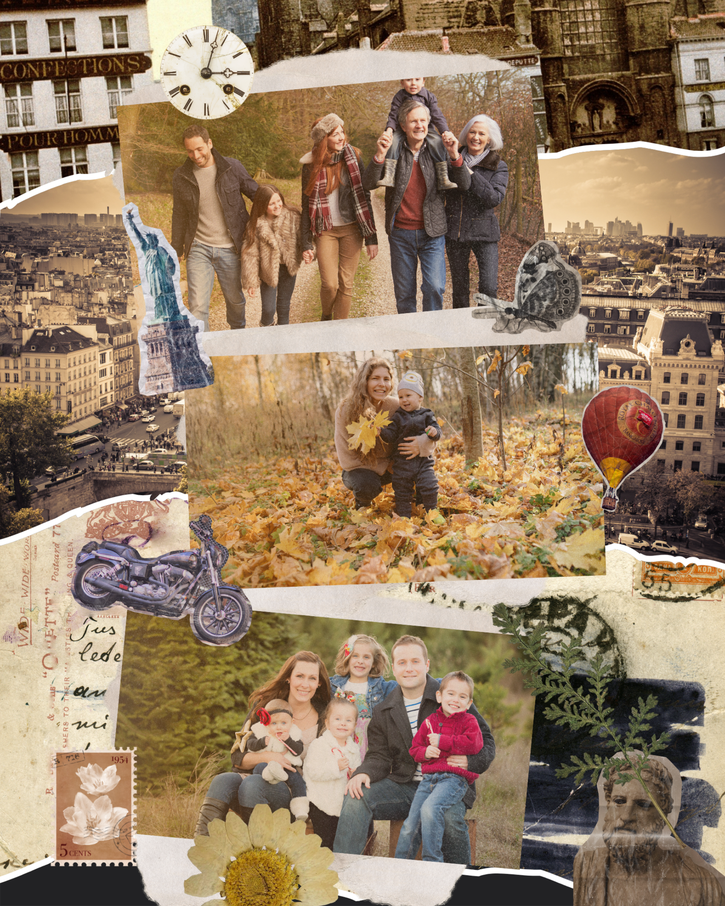 tablou colaj vintage 3 fotografii